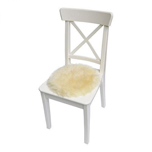 Hollert German Leather Fashion Lammfell - SITZKISSEN/STUHLAUFLAGE rund Ø 40 cm Farbe Champagner