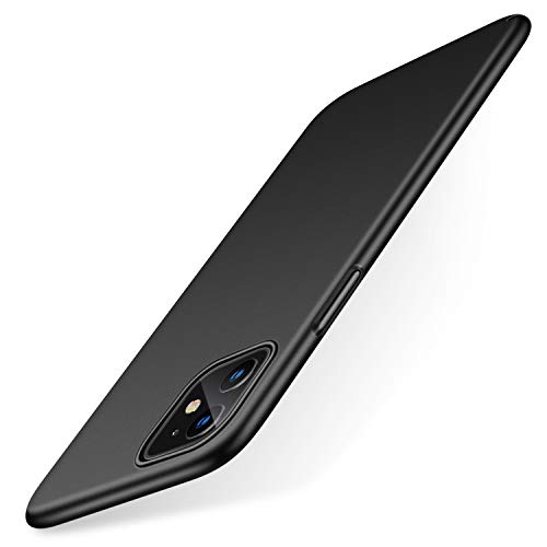 TORRAS Ultra Dünn iPhone 11 Hülle mit Panzerglas, [1 Hülle+1 Panzerglas] Schutzfolie Slim Stoßfest iPhone 11 Case Tasche Schale Hardcase Matt Anti-Scratch Cover Handyhülle für iPhone 11 - Schwarz