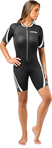 Cressi Damen Playa Lady Wetsuit 2.5mm Shorty Diving und Snorrkeling Neoprenanzug Schwarz/Weiß M/3