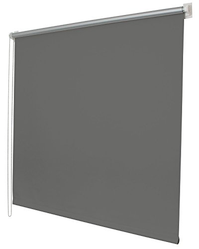 Gardinenbox Thermo Seitenzugrollo Klemmfix Kettenzug Rollo, 60x150, Grau Easyfix mit Thermobeschichtung energie sparend Metallkette, 62400