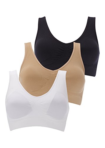 BOOLAVARD  Comfort BH - Seamless - Bustier BH - Freizeit und Sport BH , Sporttop, Nahtlos, Form Bustier Top ohne Bügel, Ahh Bra Wohlfühl-BH BH Microfaser Figur (XXL: 116-121cm (90C-100A), Weiß Schwarz und Hautfarben)
