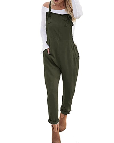 ACHIOOWA Latzhose Damen Jumpsuit mit Träger Retro Overalls Sommer Lose Hose Lange Baggy Sommerhose
