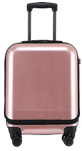 MÜNICASE -Handgepäck TSA Schloß Businesstrolley Koffer Trolley Rollkoffer (ROSAGOLD)