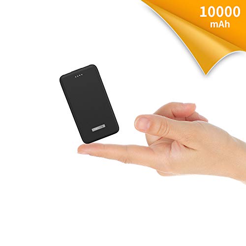 Vancely Powerbank 10000mAh Portable Externer Akku,kompakt Power Bank,mit LED-Leuchten,2 USB Ports und Mehrfachschutz Sicherheit für iPhone, Samsung Galaxy,iPad,Huawei und weitere (Schwarz)