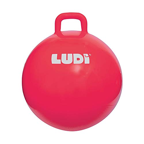 LUDI XXL Roter Hopper Ball Angepasster Griff - Großer aufblasbarer Hüpfball - Dicker und elastischer Kunststoff - Innen- und Außenspielzeug - Um EIN Spitzenhüpfer zu Werden | Ab 5 Jahren