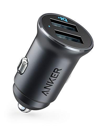 Anker Zigarettenanzünder USB Ladegerät Metall Mini Kfz Ladegerät PowerDrive 2 Alloy 24W 4.8A Duales USB Auto Ladegerät mit LED-Licht für iPhone XR/Xs/Max/X/8/7/,iPad Pro/Air 2/Mini,Galaxy,LG,HTC usw.