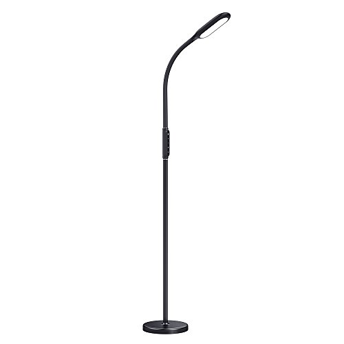 Stehlampe LED TaoTronics Dimmbare Bodenlampe 2-in-1 Duale Stehleuchte und Schreibtischlampe 1800 Lumen Flexibler Schwanenhals, Touch-Control-Panel, UL-Adapter, 12W, Schwarz