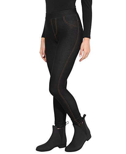 KRISP Damen Denim Leggings Slim Jeggings High Waist Stretch, Schwarz, Small/Medium, 3350-BLK-SM