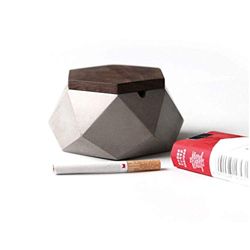 AMITD Aschenbecher mit Deckel für Draussen Grau Zement Dekoration Wohnung,118 * 55mm,Grau