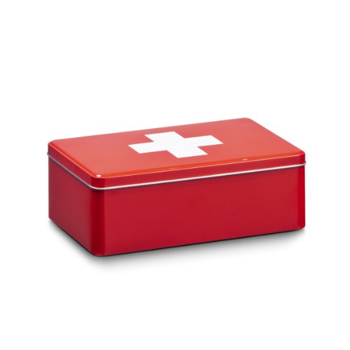 Zeller 19206 Aufbewahrungs-Box First Aid, Metall, ca. 20,2 x 13,2 x 6,7 cm