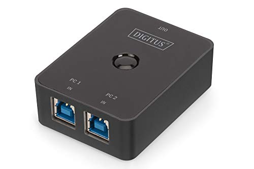 DIGITUS USB 3.0 Sharing-Switch - 2 PCs, 1 Endgerät - Hot-Key USB-Umschalter - Win 10 / 8 / 7 - Mac OS - Schwarz