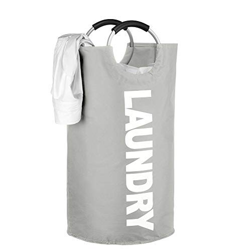 IHOMAGIC Faltbarer Wäschekorb Wäschesammler Kinder Wäschesack Reise Wäschetasche Wäschebeutel Wäschetonne Wäschebox Kinderzimmer Wäschebehälter Aufbewahrungskorb Größe 38x72cm 100L Grau