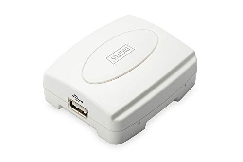 DIGITUS Fast Ethernet Printserver mit USB 2.0, 1x RJ45, 1x USB A, betriebssystem unabhängig, Drucker Server, DHCP fähig, TCP/IP, Einfache Installation, inkl. Netzteil, Weiß