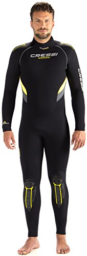 Cressi Herren Tauchanzug Castoro 5 mm mit Rückenreißverschluss, Schwarz/Gelb/Grau, M, LR106403
