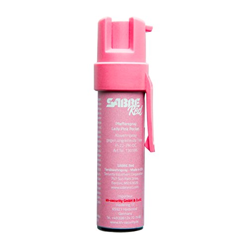 SABRE Red Rosa Pfefferspray mit Clip für Damen - Polizei Stärke Kompaktmodell mit 35 Spritzer (5x Mehr als die Konkurrenz) und 3 Meter Reichweite, 22.5