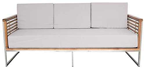 Jet-Line Gartenmöbel Gartensofa Loungesofa 3-Sitzer Sofa für Gartensets Artemis, Akazienholz - Edelstahl Outdoor Indoor Modern Lounge