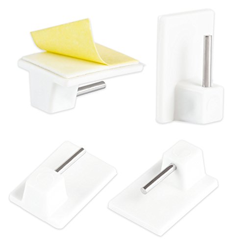 LEMESO 20x Gardinenhaken Klebehaken Selbstklebend Haken Weiß für Gardinenstangen Vitragestangen Gardinenhalter