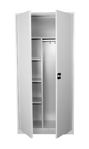 Flügeltürenschrank Kleiderschrank Stahl Lagerschrank Aktenschrank PutzSpind Werkzeugschrank Lichtgrau 545540 / 1950 x 920 x 420 mm kompl. montiert und verschweißt