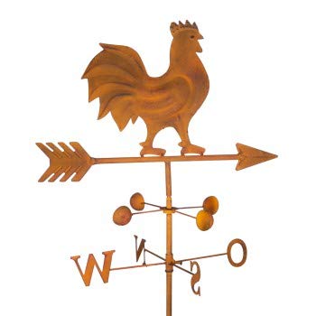 CIM Edelrost Gartenstecker - Wetterhahn - Verlässliche Windrichtungs- und Himmelsrichtungsanzeige - Maße des Rost-Wetterhahns 23cm x 23cm - Länge des Pfeils 42cm - Gesamthöhe 120 cm