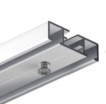 Gardineum 180 cm Vorhangschiene Gardinenschiene Aluminium alu-silberne Oberfläche 2-läufige Objektschiene - vorgebohrt! Alle Längen möglich!