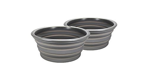 2x Silikon-Schüssel Camping-Geschirr Picknick X-Bowl Wandern Trekking Bergsteigen Rucksack Outdoor faltbar (Grau)