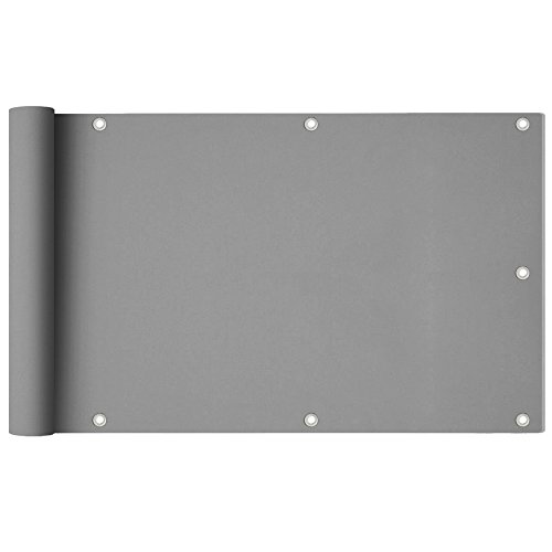 HENGMEI 90x600cm PVC Balkon Sichtschutz hellgrau Balkonbespannung Balkonverkleidung, Balkonsichtschutz Windschutz wasserdicht blickdicht (90x600cm,Hellgrau)