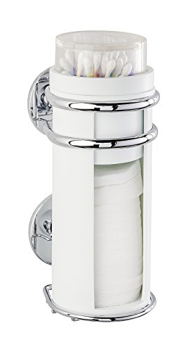 Wenko 22852100 Express-Loc Wattepad- und Ohrstäbchenhalter Cali - Wattepadspender, Wattestäbchenhalter, Befestigen ohne bohren, Edelstahl rostfrei, 8 x 19 x 11 cm, glänzend