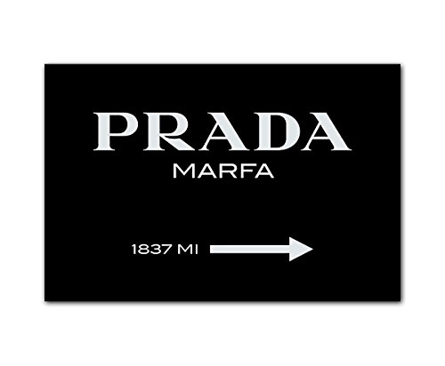 Berger Designs WANDBILD Prada Marfa Modern Kunstdruck Schwarz Weiss Leinwand - Verschiedene Varianten Wählbar!