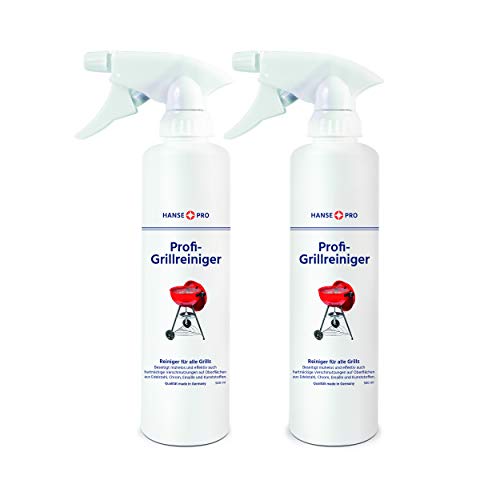 Hansepro Profi-Grillreiniger, 2 x 500 ml I löst hartnäckige Verkrustungen und Rückstände I für Grillrost, Herdplatten, Öfen, Dunstabzugshauben I optimal für Edelstahl