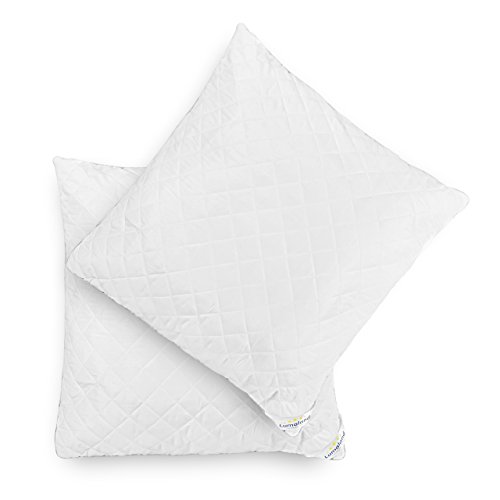 Lumaland Hochwertiges Kopfkissen Allergiker Kopfkissen Steppkissen Kochfest atmungsaktiv mit Reißverschluss 2X 80 x 80 cm Füllgewicht 2X 1150 g doppelseitig gesteppt