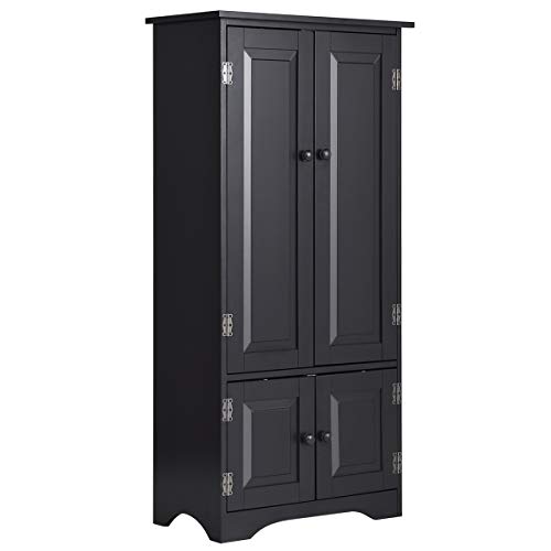 COSTWAY Midischrank Beistellschrank Highboard Hochschrank Badschrank Kleiderschrank Sideboard Mehrzweckschrank Wohnzimmerschrank Küchenkommode Flurschrank 59x32x123cm (schwarz)