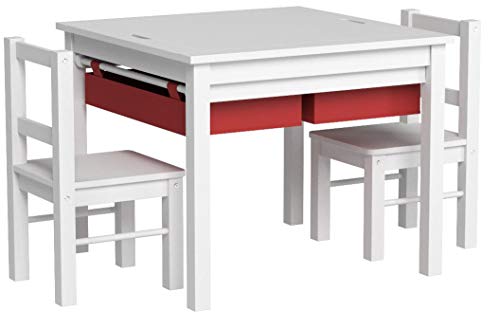 UTEX Table Set 2 in 1 Kinder BAU Spieltisch mit Schubladen und eingebauten Platte (weiß)