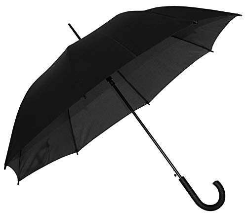 Baciami Regenschirm Herren & Damen - Großer Langschirm mit AUF-Automatik, Wind- und Sturmfest,  90cm, Schwarz