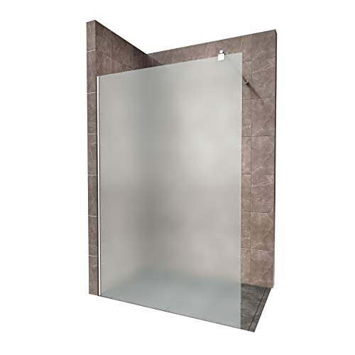 Duschabtrennung Duschwand Walk In Dusche 10mm STARK aus SATINIERTEM ESG Sicherheitsglas mit Edelstahl Wandprofilen #740 (140 x 200cm, Satiniertes Glas)