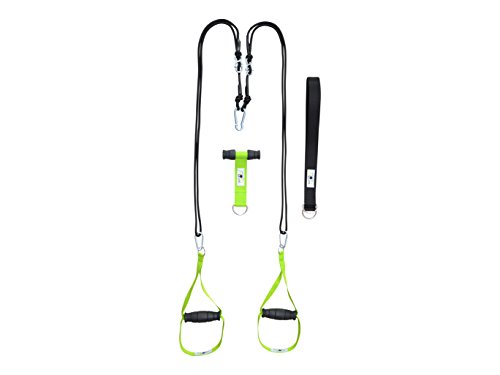 PREMIUM Schlingentrainer mit Zertifikat der Universität Würzburg | Übungsposter, 10-Wochen Trainingsplan, Türanker, Spacer und Befestigungsschlaufe | Sling Trainer Pro | Rope Trainer | Made in Germany (Limette ohne Spacer)