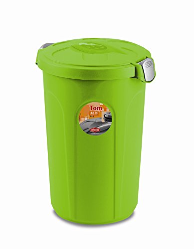 XL Tierfuttertonne, Futtertonne aus lebensmittelechtem Kunststoff (PP) mit Fassungsvermögen von ca. 46 Liter. Formschön, in Grün. Maße BxTxH in cm: 44,5 x 40 x 61 cm