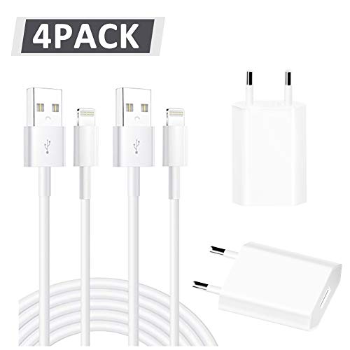 WNAUNG 2 Pack USB Netzteil Ladegerät (5 V / 1A) + 2x1Meter MFi Zertifiziert Phone Ladekabel Kompatibel mit 11/ Pro/Max/X/XS/XR/XS Max/ 8/ Plus/7/7 Plus/6/6S