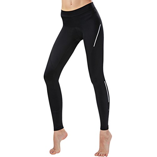 GWELL Damen Lang Radhose mit Sitzpolster Gepolstert Radlerhose Professionelle Fahrradkleidung Radunterhose Sporthose L