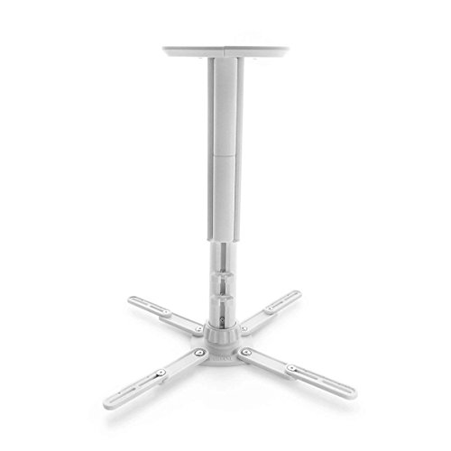 Moman Beamer Halterung Projektor Deckenhalterung 360° Drehbar Belastbarkeit 10kg Ausziehbar Deckenabstand 25-40cm Höhenverstellbar Weiß