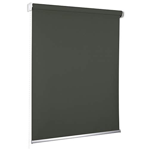 Rolmaxxx ROLLMAXXX Standard-Rollo Verdunkelungrollo Seitenzug Kettenzugrollo Tageslicht Sichtschutz (180 x 190 cm, Grau)