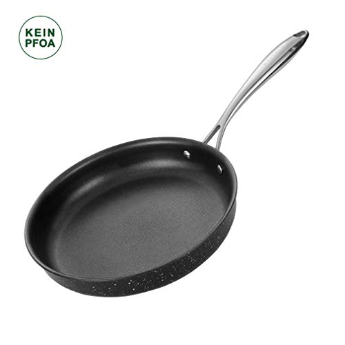 Smarthlon Induktion Pfannen Bratpfanne Edelstahl 26cm Pfannen Keramikbeschichtung Antihaftbeschichtung, Bratpfannen Genieteter Ergonomischer Edelstahlgriff, PFOA frei(Keine Deckel)