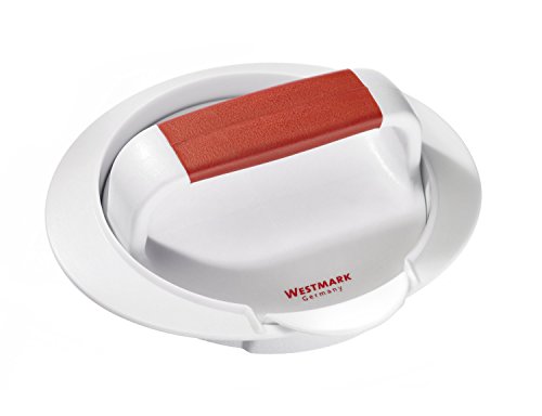 Westmark Hamburgermaker mit Patty-Hebevorrichtung, Hamburger-Presse, Innendurchmesser 11,5 cm, Kunststoff, Weiß/Rot, 62332260