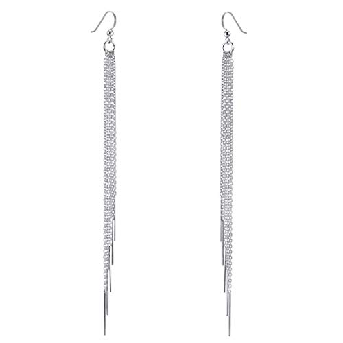 MATERIA Damen Ohrringe 925 Silber hängend 6x140mm Ohrhänger lang XXL Ohrschmuck mit 5 Pendel Stäbchen inkl. Box #SO-47