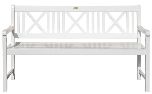 Landhausbank LÜBECK weiß lackiert, 3-Sitzer aus Eukalyptus 100% FSC, B 154 x H 89 x T 59 cm