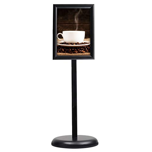 Infoständer - Infoständer Schwarz - Plakatständer A4 - Werbeständer - Infohalter - Poster Halter - Plakat Halter mit Aluminium Klemm Rahmen et Wassersockel Fußplatte für Restaurants, Messe, Büro