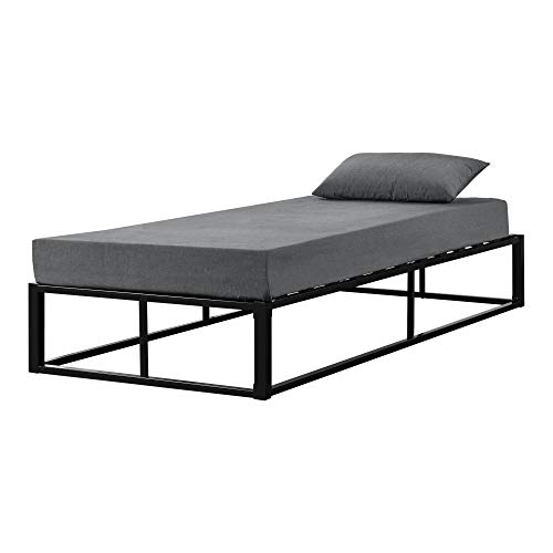 [en.casa] Metallbett 90x200cm Schwarz auf Stahlrahmen mit Lattenrost Bettgestell Design Jugendbett Gästebett Schlafzimmer