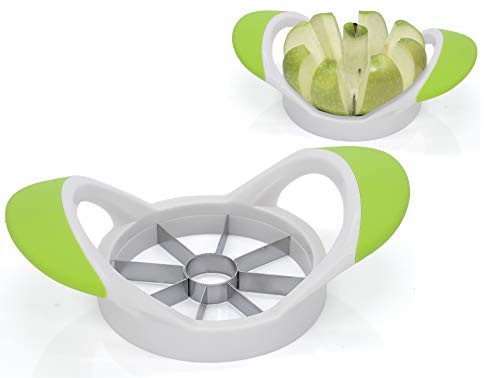 Granny's Kitchen Apfelschneider Obstschneider für Äpfel/Birnen Spalten - Apfelteiler & Entkerner mit Edelstahl Klingen/ergonomischer Griff Grün Weiß