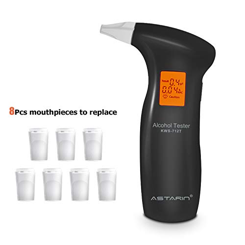 Alkoholtester, Atemalkoholmessgerät, alkoholtester Polizeigenau,Digitaler Alkoholtester mit Halbleitersensor, Alkohol Analyzer Tester, LCD Anzeige Promilletester, Alkoholmessgeräte mit 8 Mundstücke