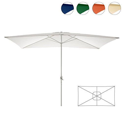 Nexos Sonnenschirm, weiß, 200x300 cm quadratisch, Gestell Stahl, Bespannung Polyester, 6 kg