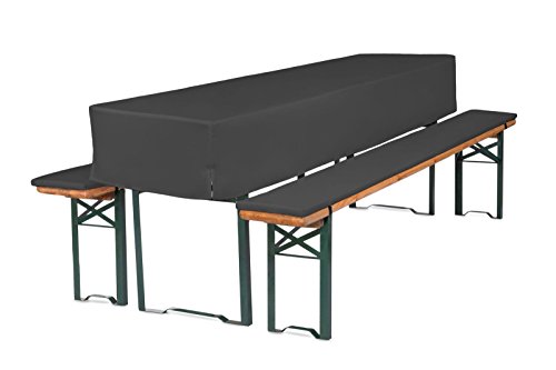TexDeko GmbH Bierbankauflagen mit Tischhusse halblang für Bierzeltgarnitur (Schaumstoff Extra Stark RG30/50) (220x70x30cm) in Anthrazit
